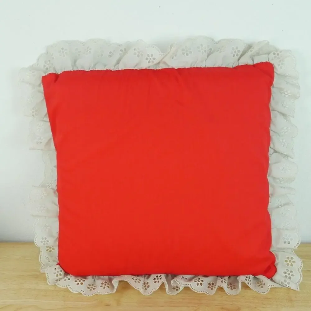 Vintage Patchwork Rainbow‎ Throw Pillow Eyelet Ruffle Pride Kitschy Cottagecore